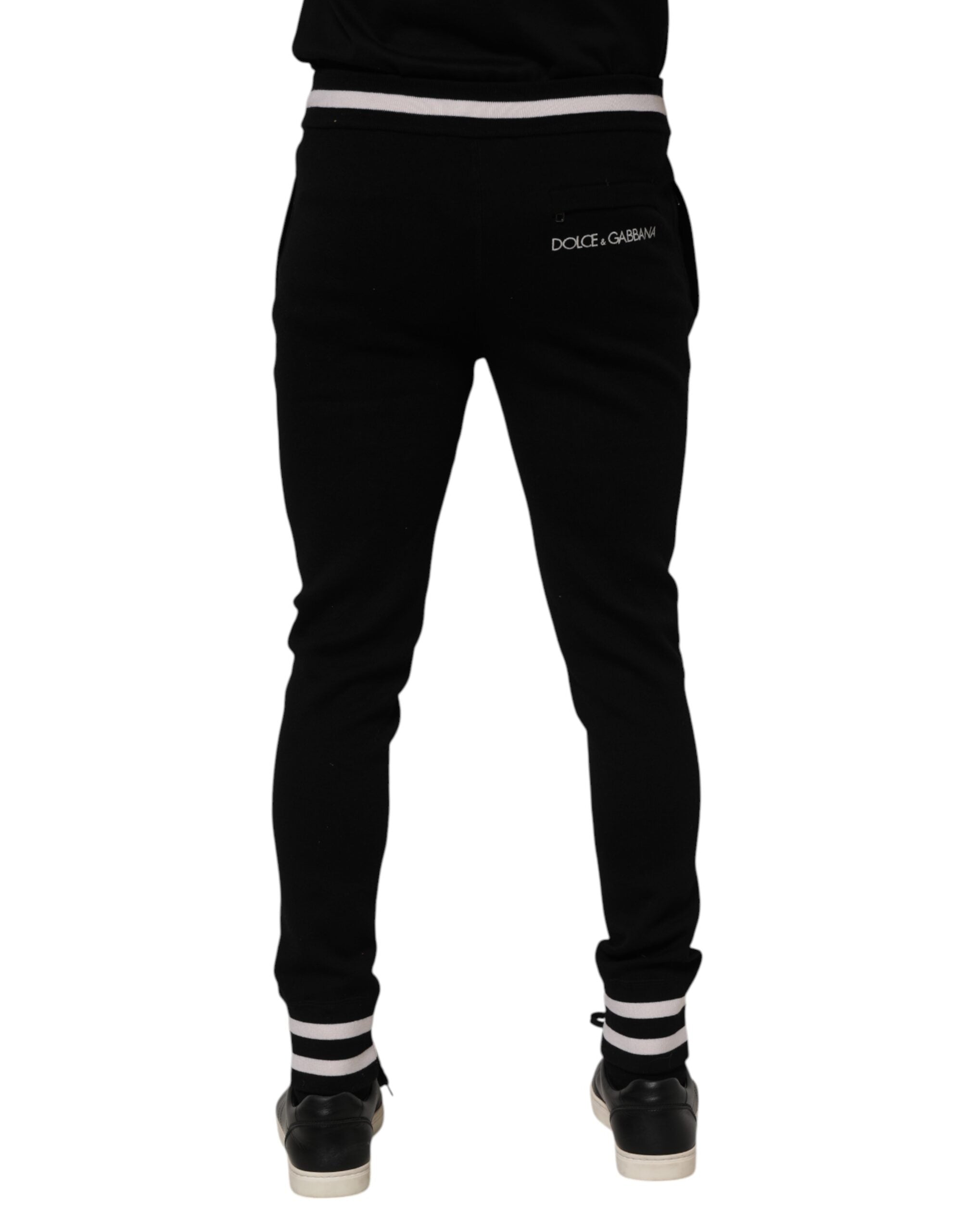 Dolce & Gabbana Black Cotton Men Jogger Sweatpants Pants
